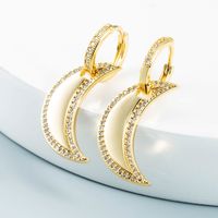 Vente En Gros Bijoux Étoiles Géométriques Boucles D&#39;oreilles En Cuivre Lune Nihaojewelry main image 4