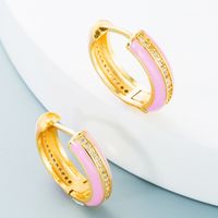 Wholesale Jewelry Colorful Oil Drop C-shaped Simple Copper Zircon Earrings Nihaojewelry main image 6