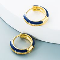 Vente En Gros Bijoux Goutte D&#39;huile Colorée Boucles D&#39;oreilles En Cuivre Zircon En Forme De C Nihaojewelry main image 4