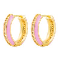 Wholesale Jewelry Colorful Oil Drop C-shaped Simple Copper Zircon Earrings Nihaojewelry main image 3