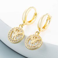 Japanese And Korean Style Hollow Angel Bee Dreamcatcher Earrings Eardrops Copper-plated Gold Inlaid Zircon Simple And Elegant Earrings main image 5