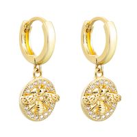 Japanese And Korean Style Hollow Angel Bee Dreamcatcher Earrings Eardrops Copper-plated Gold Inlaid Zircon Simple And Elegant Earrings main image 6