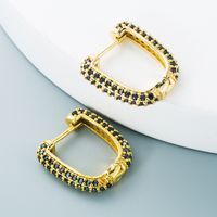 Jnihaojewelry Wholesale Jewelry Simple Double-sided U-shaped Copper Inlaid Color Zircon Ear Buckle main image 4