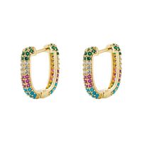 Jnihaojewelry Wholesale Jewelry Simple Double-sided U-shaped Copper Inlaid Color Zircon Ear Buckle main image 6