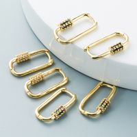 Nihaojewelry Wholesale Jewelry Simple Carabiner Style Copper Inlaid Color Zircon Ear Buckle main image 1