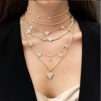 مجوهرات للبيع بالجملة من الماس بالكامل على شكل قلب أقراط طويلة على شكل قلب قلادة Nihaojewelry main image 5