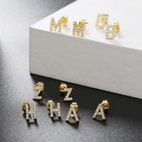Wholesale Jewelry Letter Copper Inlaid Zircon Stud Earrings Nihaojewelry main image 5