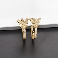 Vente En Gros Bijoux Papillon Boucles D&#39;oreilles En Zircon Micro Incrusté En Forme De C Nihaojewelry main image 4