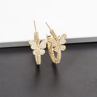 Vente En Gros Bijoux Papillon Boucles D&#39;oreilles En Zircon Micro Incrusté En Forme De C Nihaojewelry main image 5