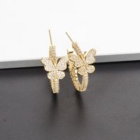 Wholesale Jewelry Butterfly C-shaped Micro-inlaid Zircon Earrings Nihaojewelry main image 5