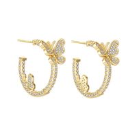 Vente En Gros Bijoux Papillon Boucles D&#39;oreilles En Zircon Micro Incrusté En Forme De C Nihaojewelry main image 6