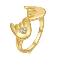 Wholesale Jewelry Zircon Heart Hand Copper Ring Nihaojewelry main image 1