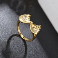 Wholesale Jewelry Zircon Heart Hand Copper Ring Nihaojewelry main image 3