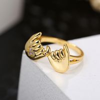 Wholesale Jewelry Zircon Heart Hand Copper Ring Nihaojewelry main image 4