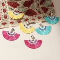 Wholesale Jewelrycolor Raffia Embroidery Fan Shape Ethnic Style Earrings Nihaojewelry main image 3