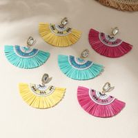 Wholesale Jewelrycolor Raffia Embroidery Fan Shape Ethnic Style Earrings Nihaojewelry main image 4