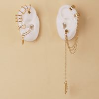 Wholesale Jewelry Simple Geometric Leaf Pendant Pierced Ear Clip Set main image 1