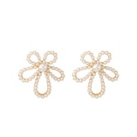 Wholesale Jewelry Hollow Flower Diamond Pearl Earrings Nihaojewelry main image 6