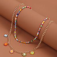 Wholesale Jewelry Bohemian Style Hand-woven Beads Flower Pendant Multi-layer Necklace Nihaojewelry main image 1