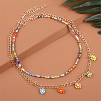 Wholesale Jewelry Bohemian Style Hand-woven Beads Flower Pendant Multi-layer Necklace Nihaojewelry main image 6