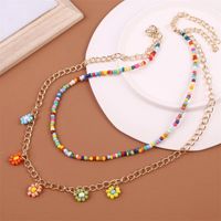 Wholesale Jewelry Bohemian Style Hand-woven Beads Flower Pendant Multi-layer Necklace Nihaojewelry main image 5