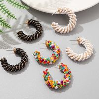 Wholesale Jewelry Bohemian C-shaped Rice Beads Geometric Earrings Nihaojewelry main image 1