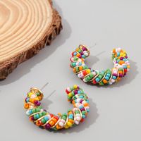 Wholesale Jewelry Bohemian C-shaped Rice Beads Geometric Earrings Nihaojewelry main image 4