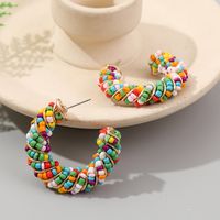 Wholesale Jewelry Bohemian C-shaped Rice Beads Geometric Earrings Nihaojewelry main image 5