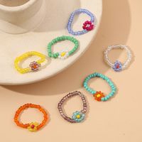 Wholesale Jewelry Bohemian Handmade Crystal Flower Color Beaded Ring Nihaojewelry main image 5