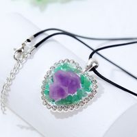 Wholesale Jewelry Geometric Heart-shaped Natural Crystal Pendant Necklace Nihaojewelry main image 5