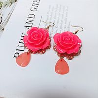 Wholesale Jewelry Red Rose Flower Ethnic Style Short Earrings Nihaojewelry main image 4