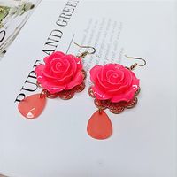 Wholesale Jewelry Red Rose Flower Ethnic Style Short Earrings Nihaojewelry main image 5