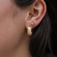 Retro C Shape Plating Alloy Artificial Gemstones Earrings main image 1