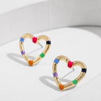 Wholesale Jewelry Color Dripping Oil Heart Shape Cute Earrings Nihaojewelry main image 4