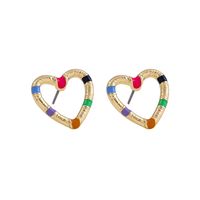 Wholesale Jewelry Color Dripping Oil Heart Shape Cute Earrings Nihaojewelry main image 6