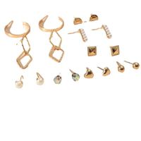 Wholesale Jewelry Retro Heart-shaped Inlaid Pearl Stud Earrings 9-piece Set Nihaojewelry main image 6
