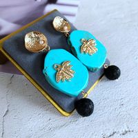 Vente En Gros Bijoux Style Ethnique Perles De Verre Turquoise Boucles D&#39;oreilles En Forme D&#39;insecte Nihaojewelry main image 5