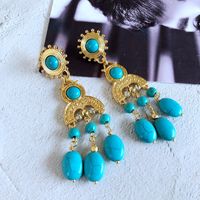 Wholesale Jewelry Vintage Turquoise Stone Pendant Long Necklace Earrings Nihaojewelry main image 5