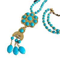 Wholesale Jewelry Vintage Turquoise Stone Pendant Long Necklace Earrings Nihaojewelry main image 6