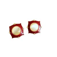 Wholesale Jewelry Enamel Glaze Pearl Resin Geometric Floral Stud Earrings Nihaojewelry main image 3
