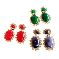 Wholesale Jewelry Retro Oval Stone Earrings Nihaojewelry main image 3