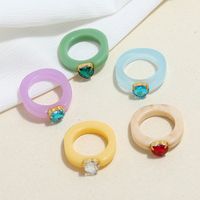 Wholesale Jewelry Acrylic Heart Diamond Candy Color Resin Ring Nihaojewelry main image 1