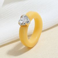 Wholesale Jewelry Acrylic Heart Diamond Candy Color Resin Ring Nihaojewelry main image 3