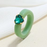 Wholesale Jewelry Acrylic Heart Diamond Candy Color Resin Ring Nihaojewelry main image 4