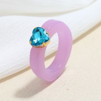 Wholesale Jewelry Acrylic Heart Diamond Candy Color Resin Ring Nihaojewelry main image 5