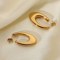 Vente En Gros Bijoux Boucles D&#39;oreilles Ovales En Forme De U En Acier Inoxydable Nihaojewelry main image 4