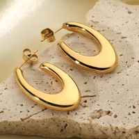 Wholesale Jewelry Oval U-shaped Stainless Steel Fashion Earrings Nihaojewelry main image 5