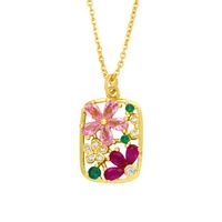 Wholesale Jewelry Flower Tag Rabbit Pendant Copper Inlaid Zircon Necklace Nihaojewelry main image 4