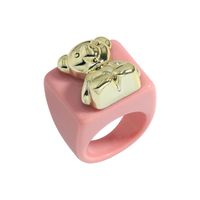 Wholesale Ornament Cute Bear Candy Color Resin Ring Nihaojewelry main image 2