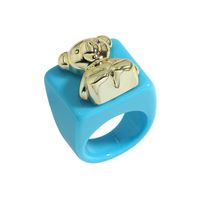Wholesale Ornament Cute Bear Candy Color Resin Ring Nihaojewelry main image 6